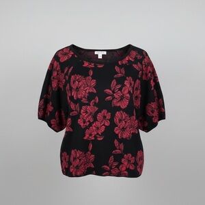 Liz Claiborne Black and Red Floral Sweater